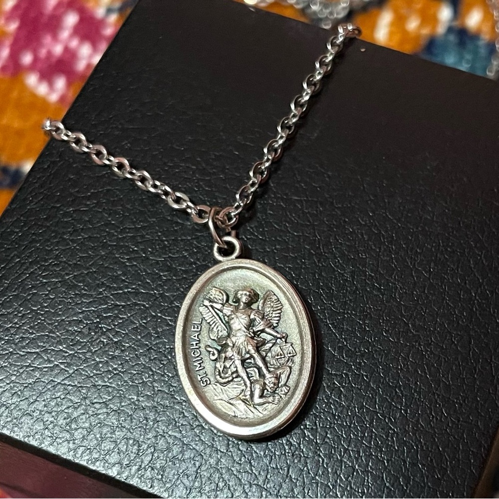 New! St. Michael Guardian Angel Silver Necklace